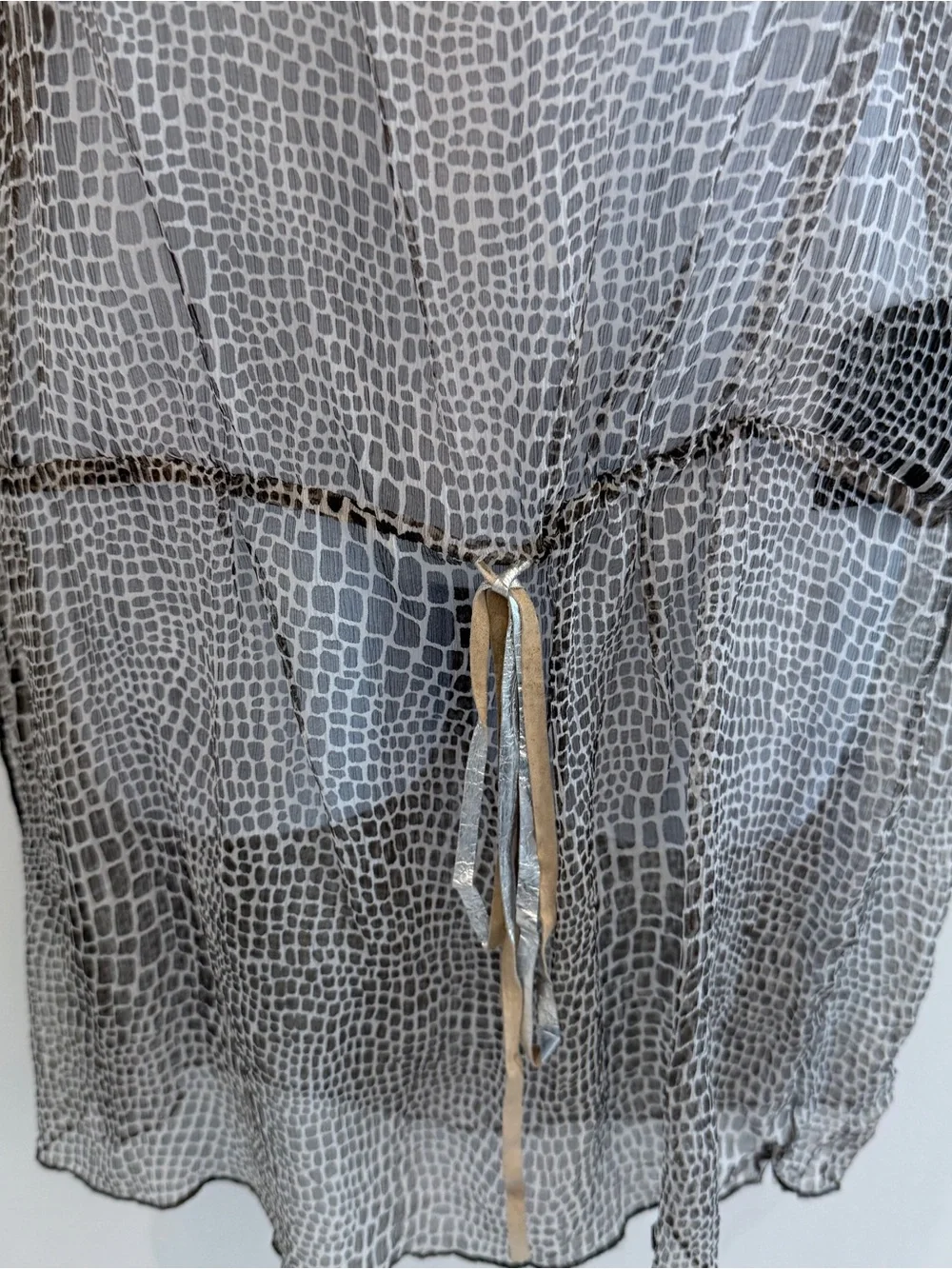 Rozae Nichols Black and Ivory Sheer Layered Mini Dress - Picture 3 of 7